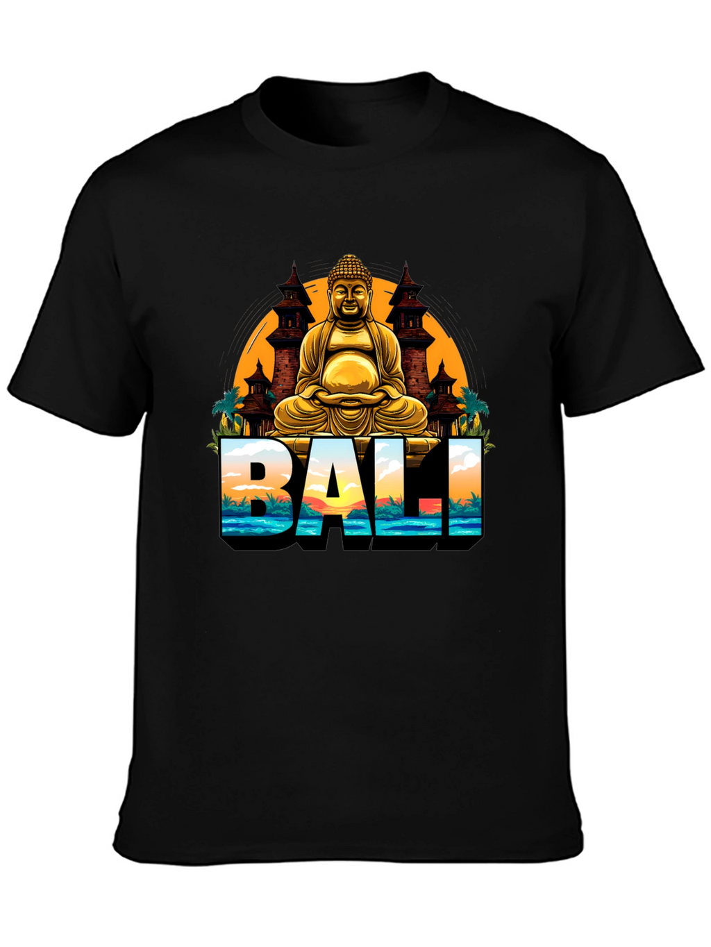 Bali Buddha Graphic Tee - Mens Black T-Shirt