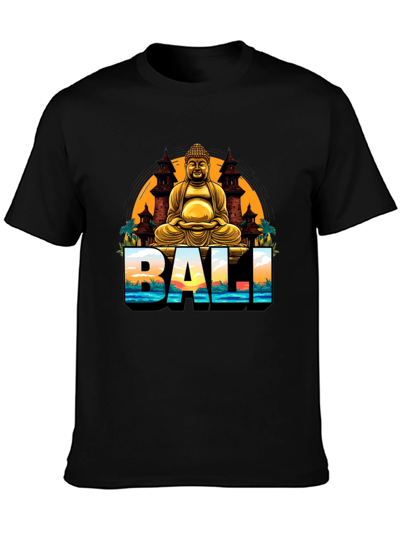 Bali Buddha Graphic Tee - Mens Black T-Shirt
