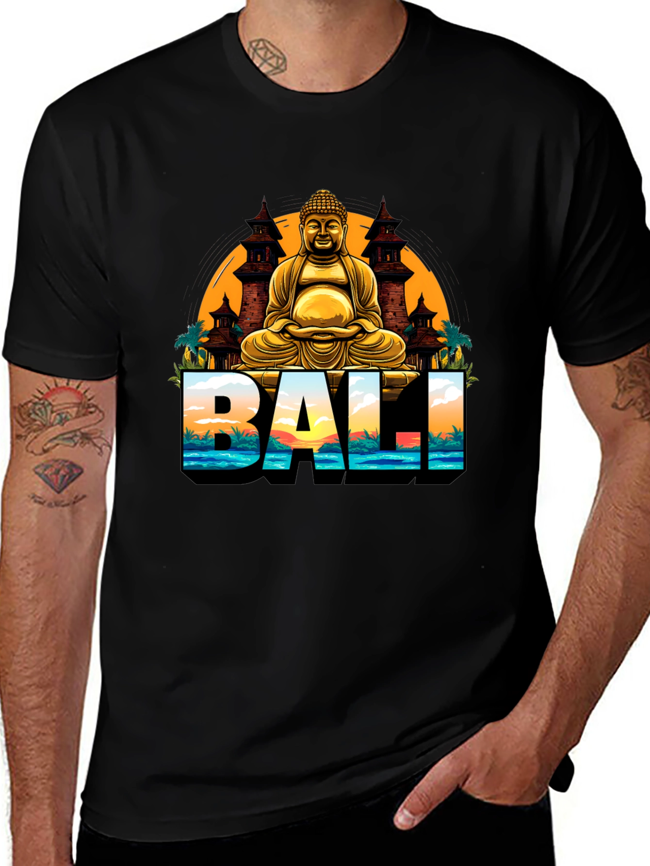 Bali Buddha Graphic Tee - Mens Black T-Shirt