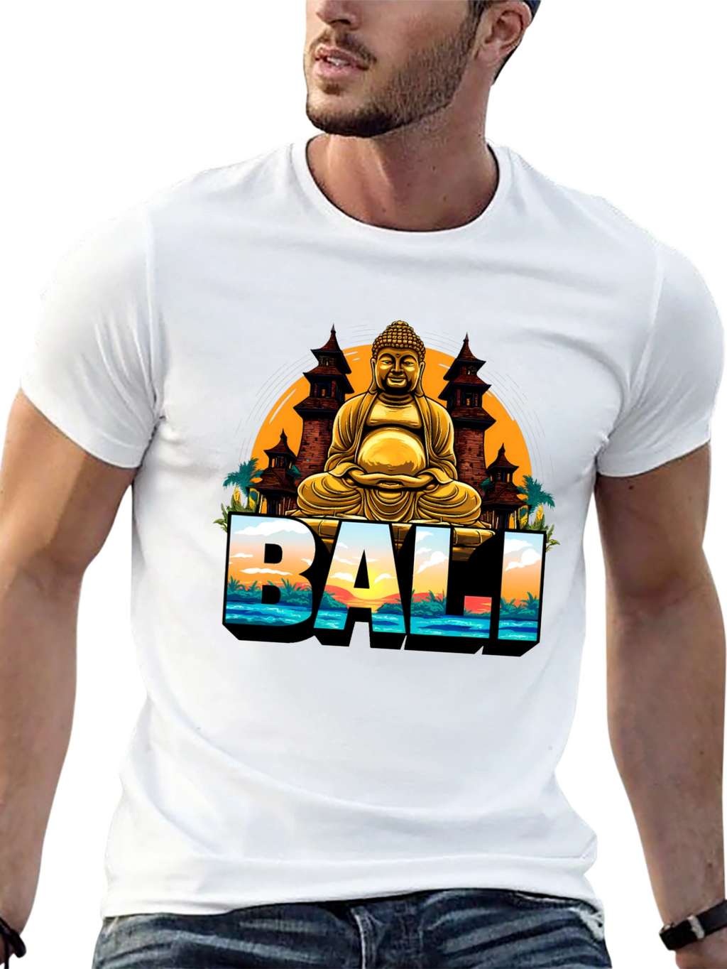 Bali Buddha Graphic Tee - Mens Black T-Shirt
