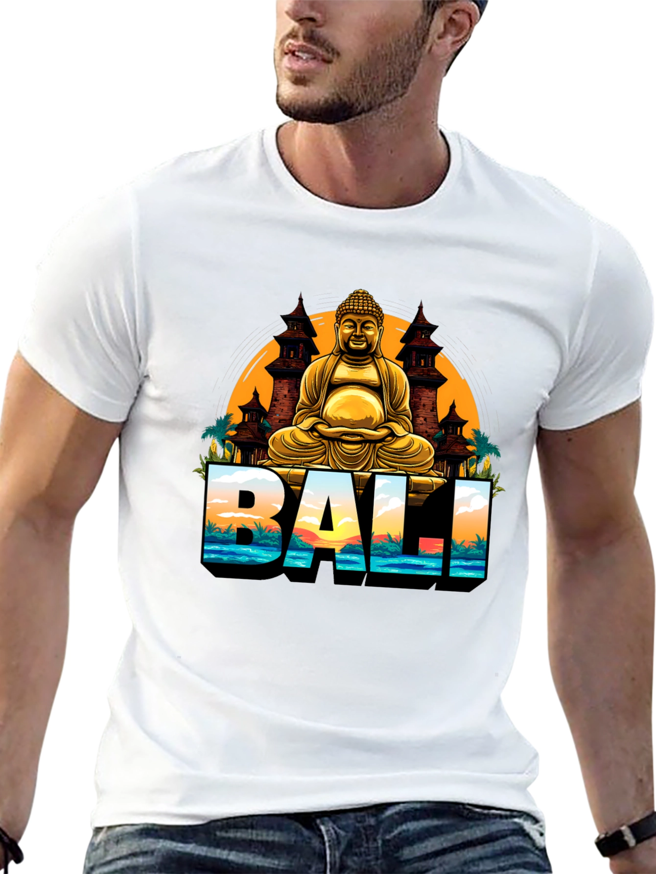 Bali Buddha Graphic Tee - Mens Black T-Shirt