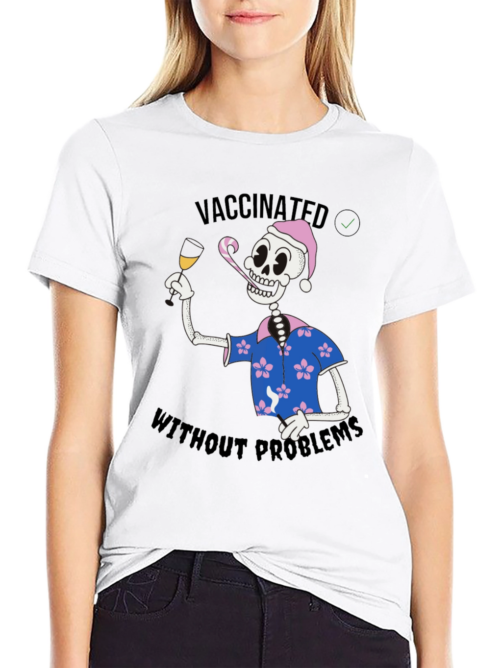 Vaccinated Skeleton T-Shirt - No Problems