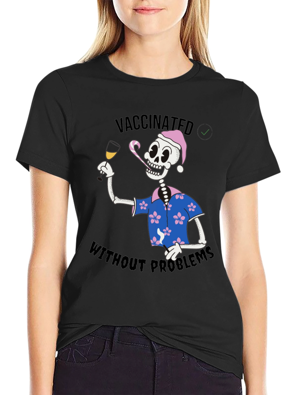 Vaccinated Skeleton T-Shirt - No Problems