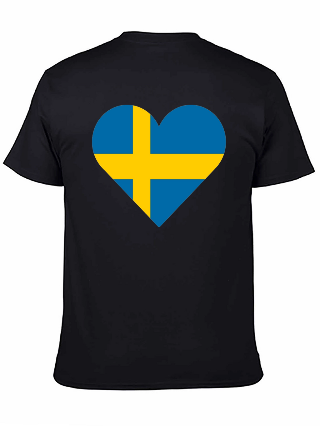 Sweden Flag Heart Graphic Black T-Shirt