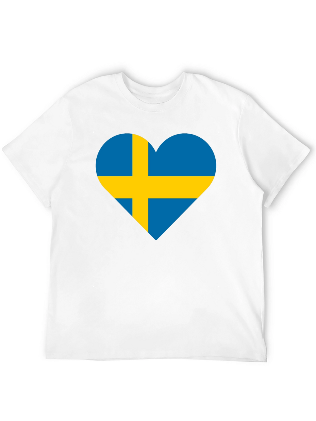 Sweden Flag Heart Graphic Black T-Shirt