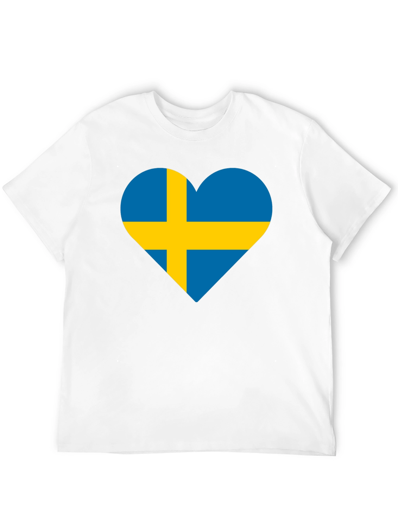 Sweden Flag Heart Graphic Black T-Shirt
