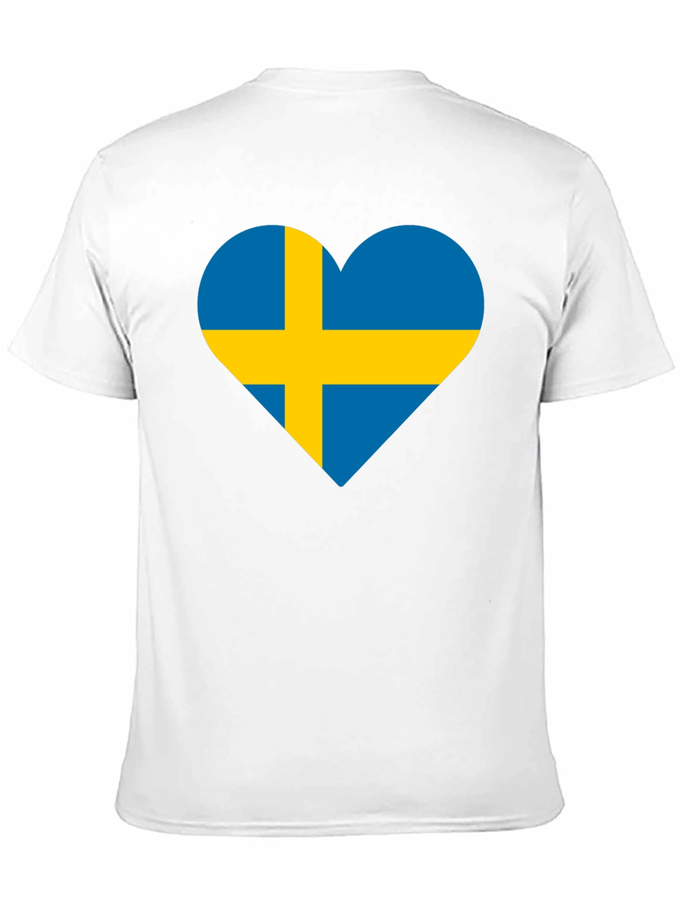 Sweden Flag Heart Graphic Black T-Shirt
