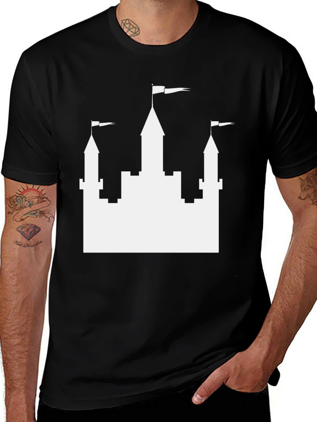 Castle Graphic Tee - Black Casual T-Shirt