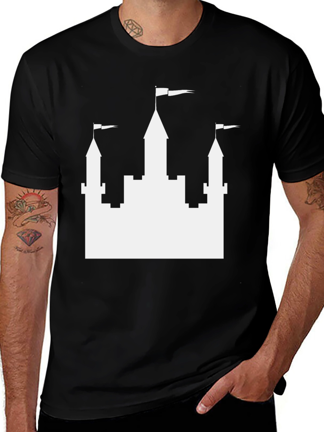 Castle Graphic Tee - Black Casual T-Shirt