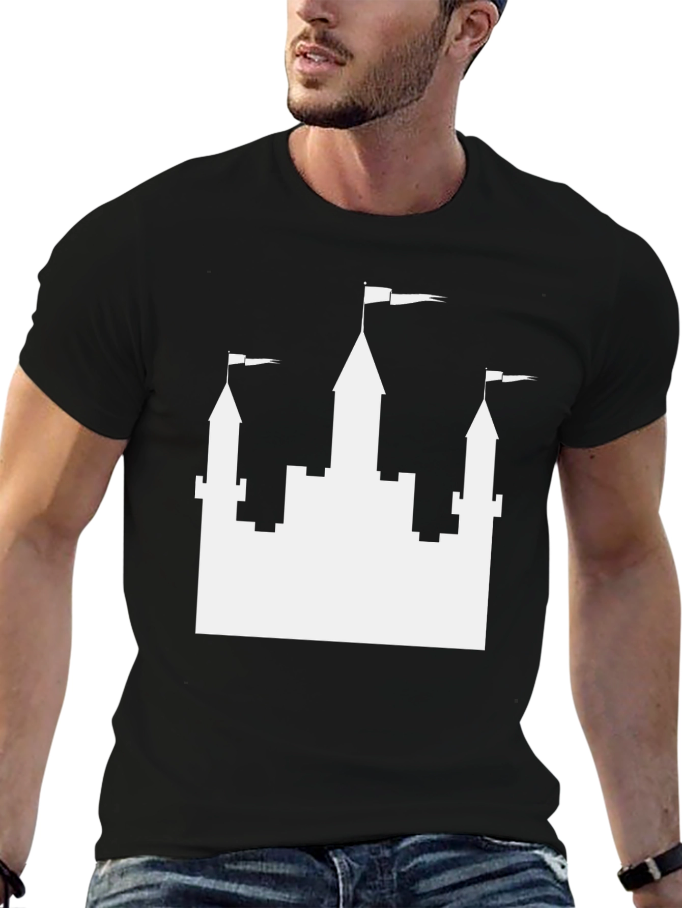 Castle Graphic Tee - Black Casual T-Shirt