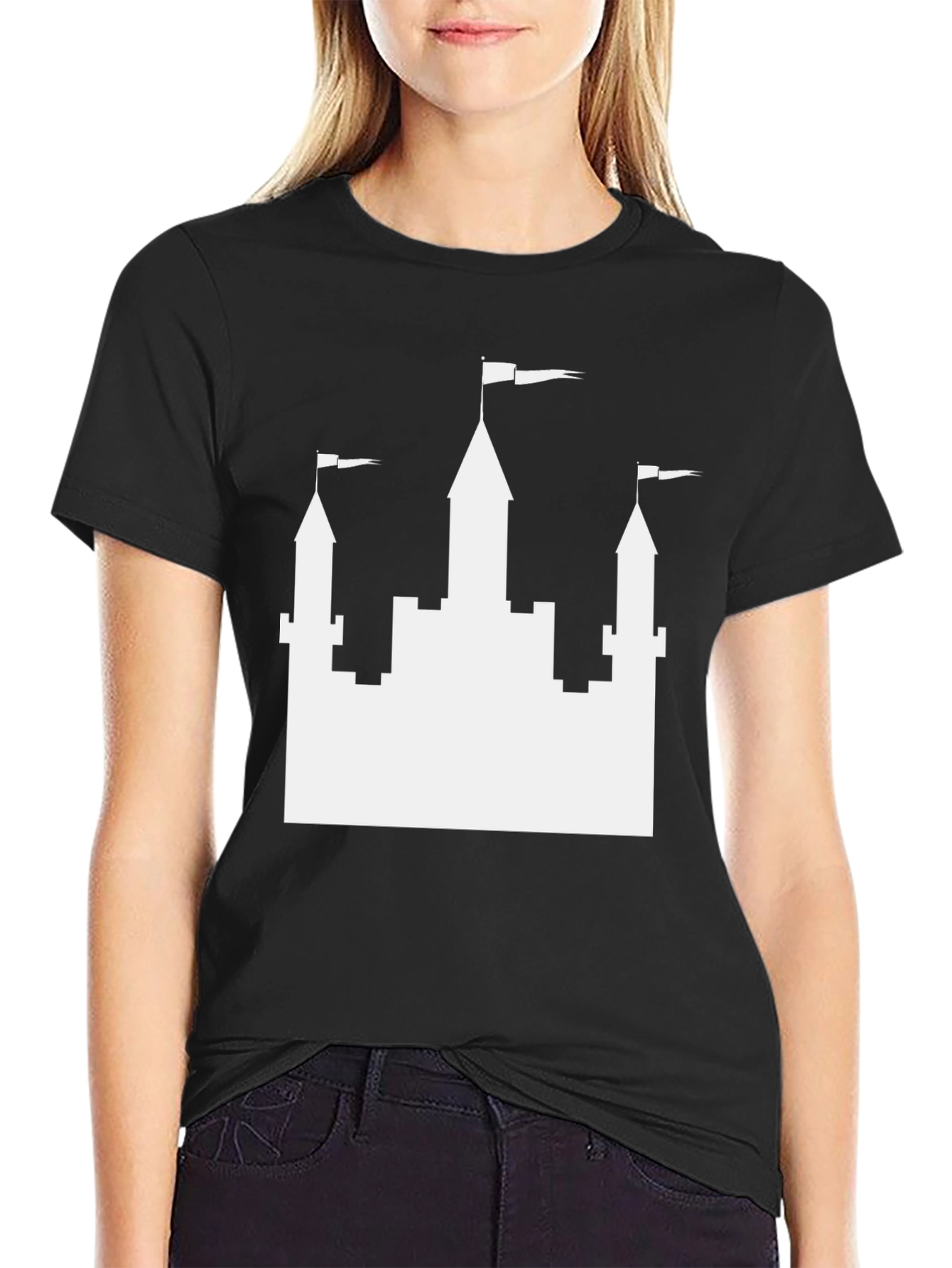 Castle Graphic Tee - Black Casual T-Shirt