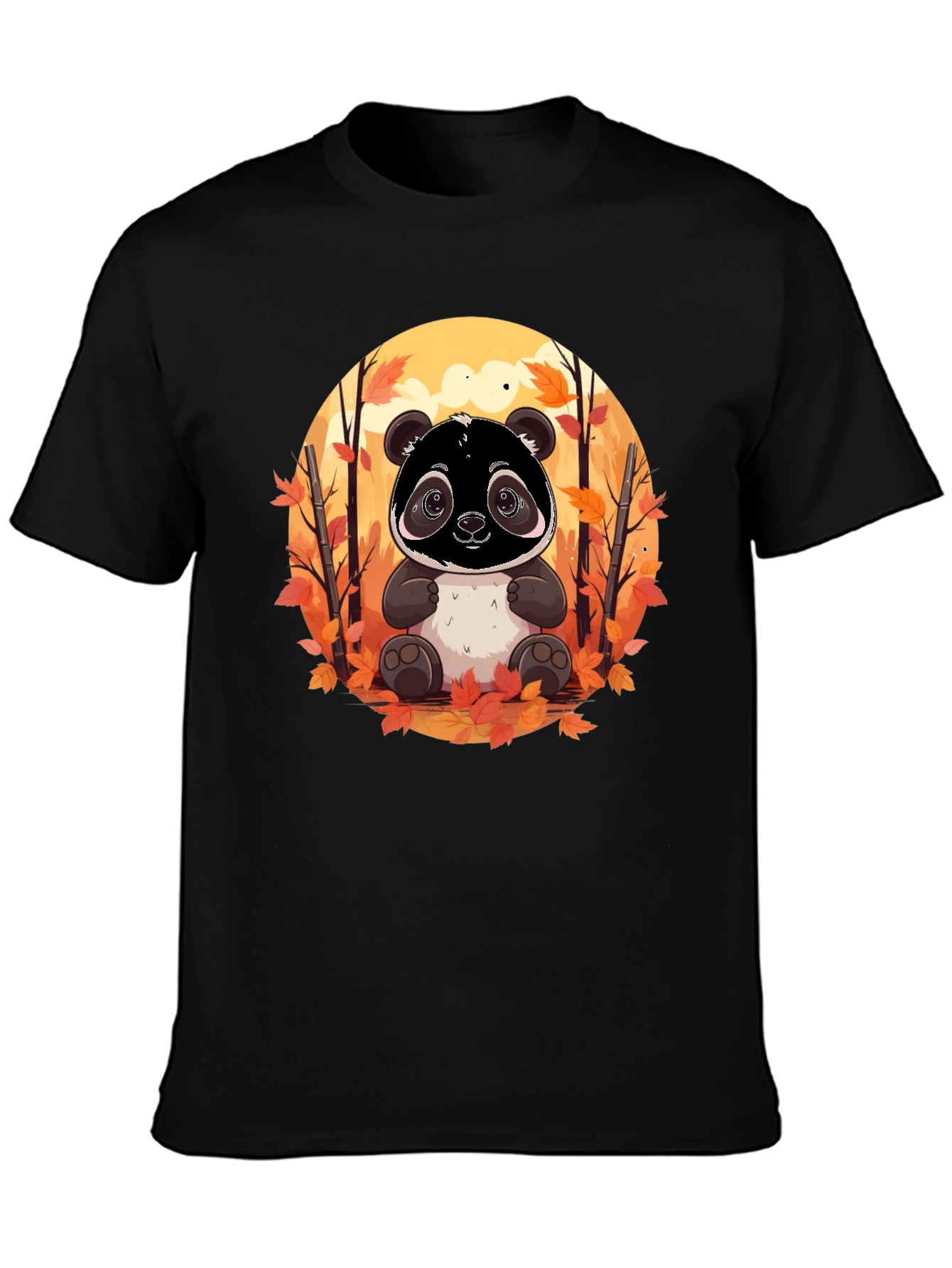 Panda Autumn Black T-Shirt