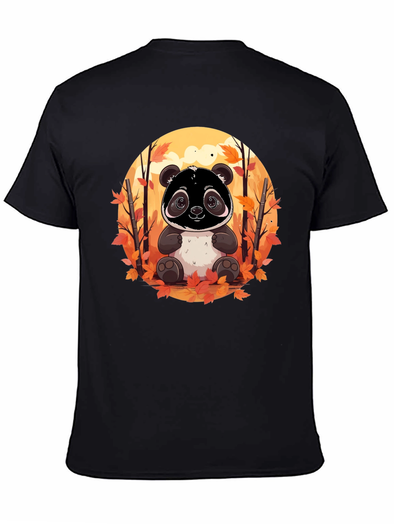 Panda Autumn Black T-Shirt