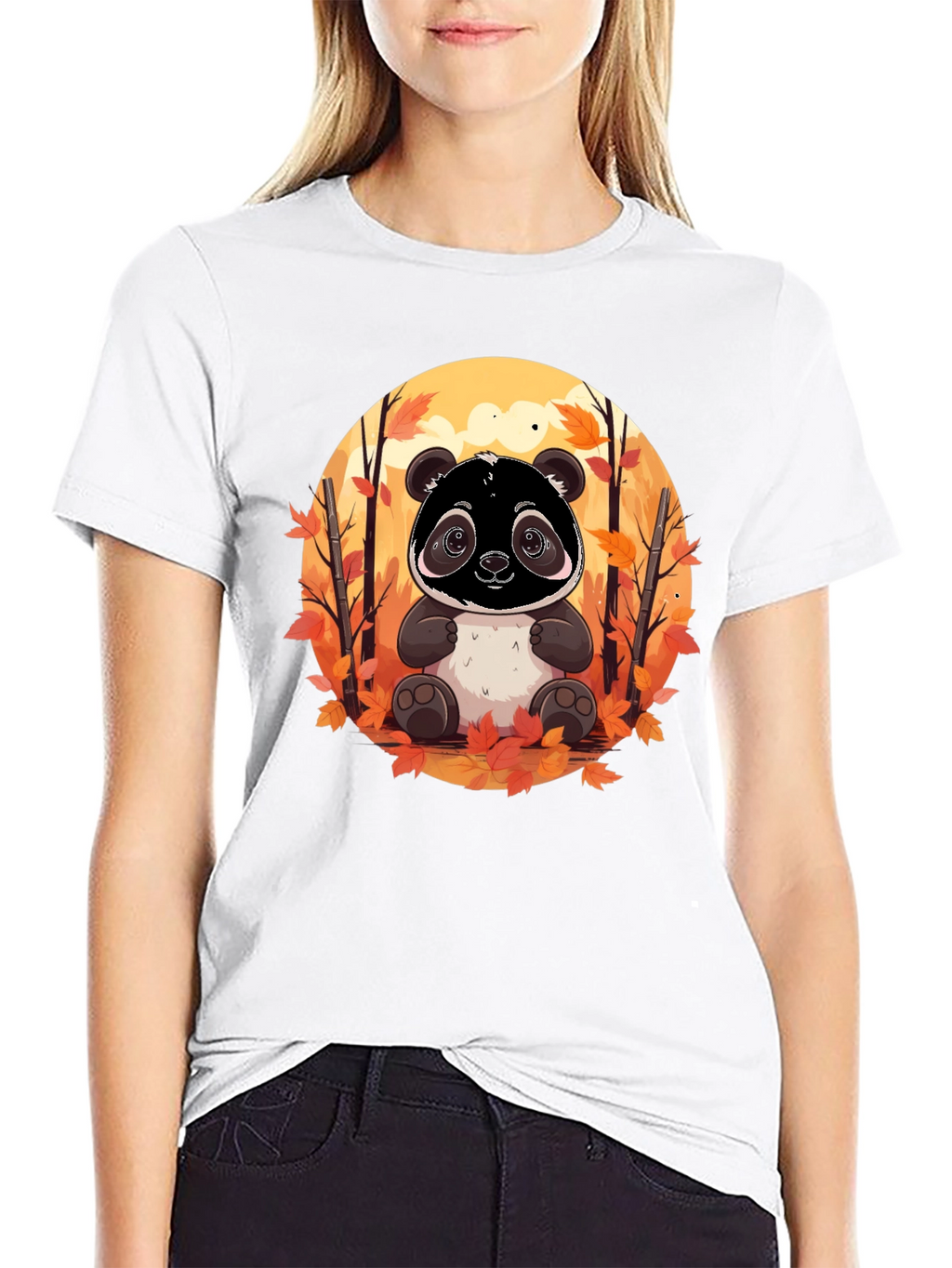 Panda Autumn Black T-Shirt