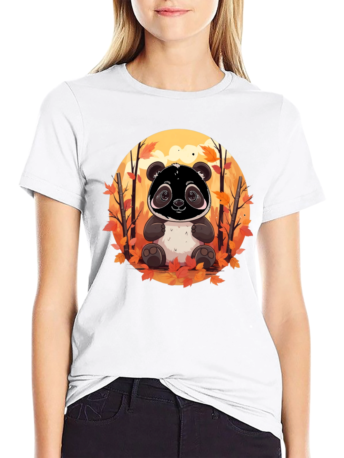 Panda Autumn Black T-Shirt