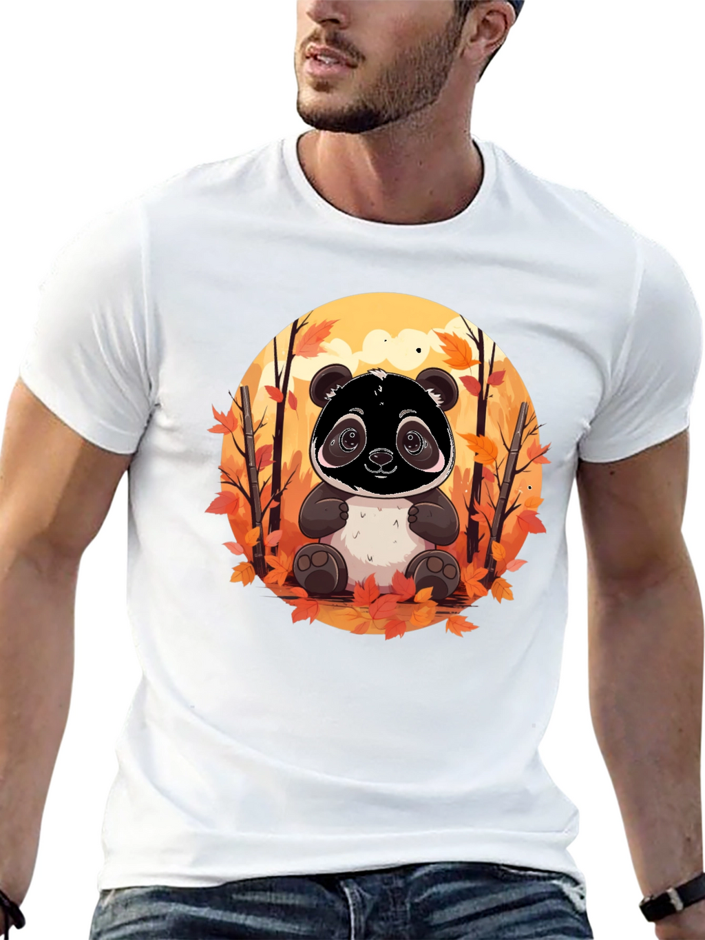 Panda Autumn Black T-Shirt