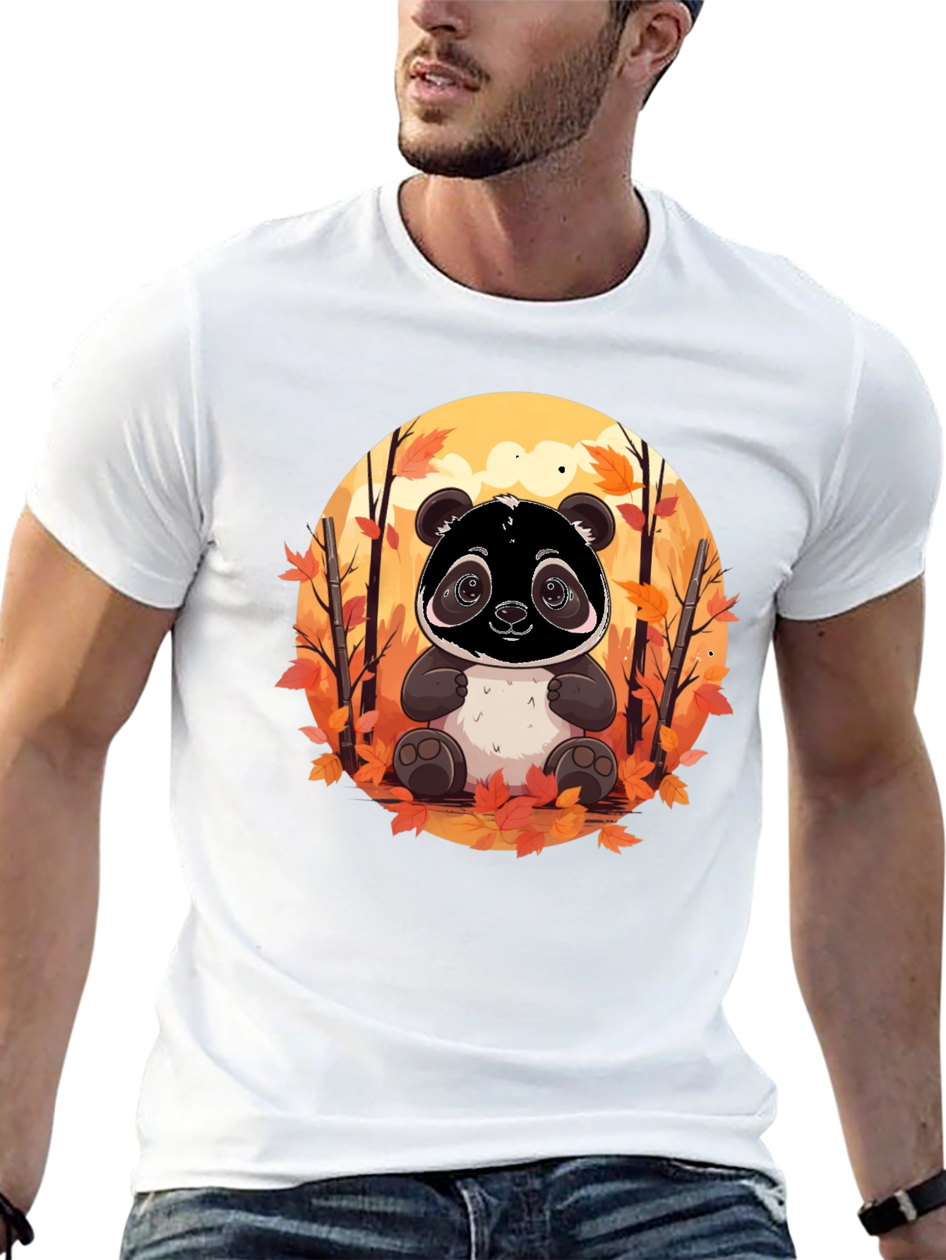 Panda Autumn Black T-Shirt