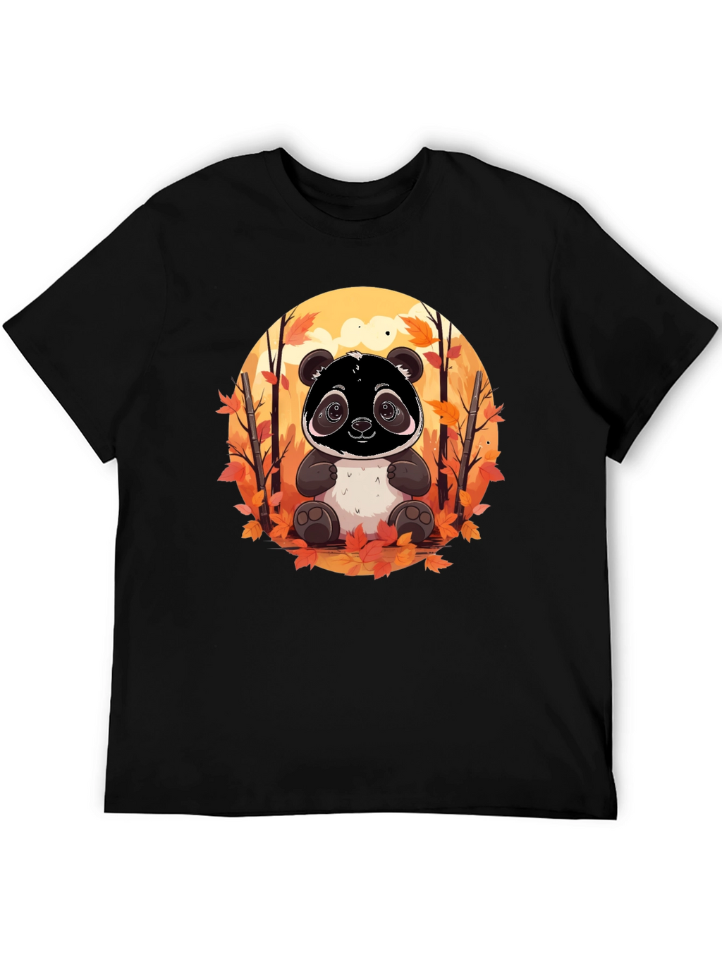 Panda Autumn Black T-Shirt