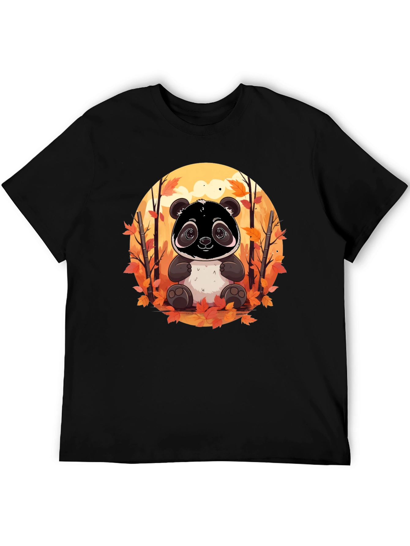 Panda Autumn Black T-Shirt