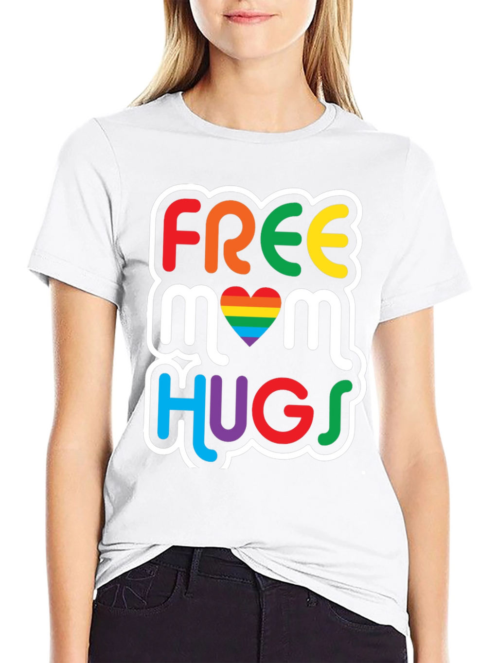 Free Mom Hugs Graphic Tee - Pride Rainbow LGBT