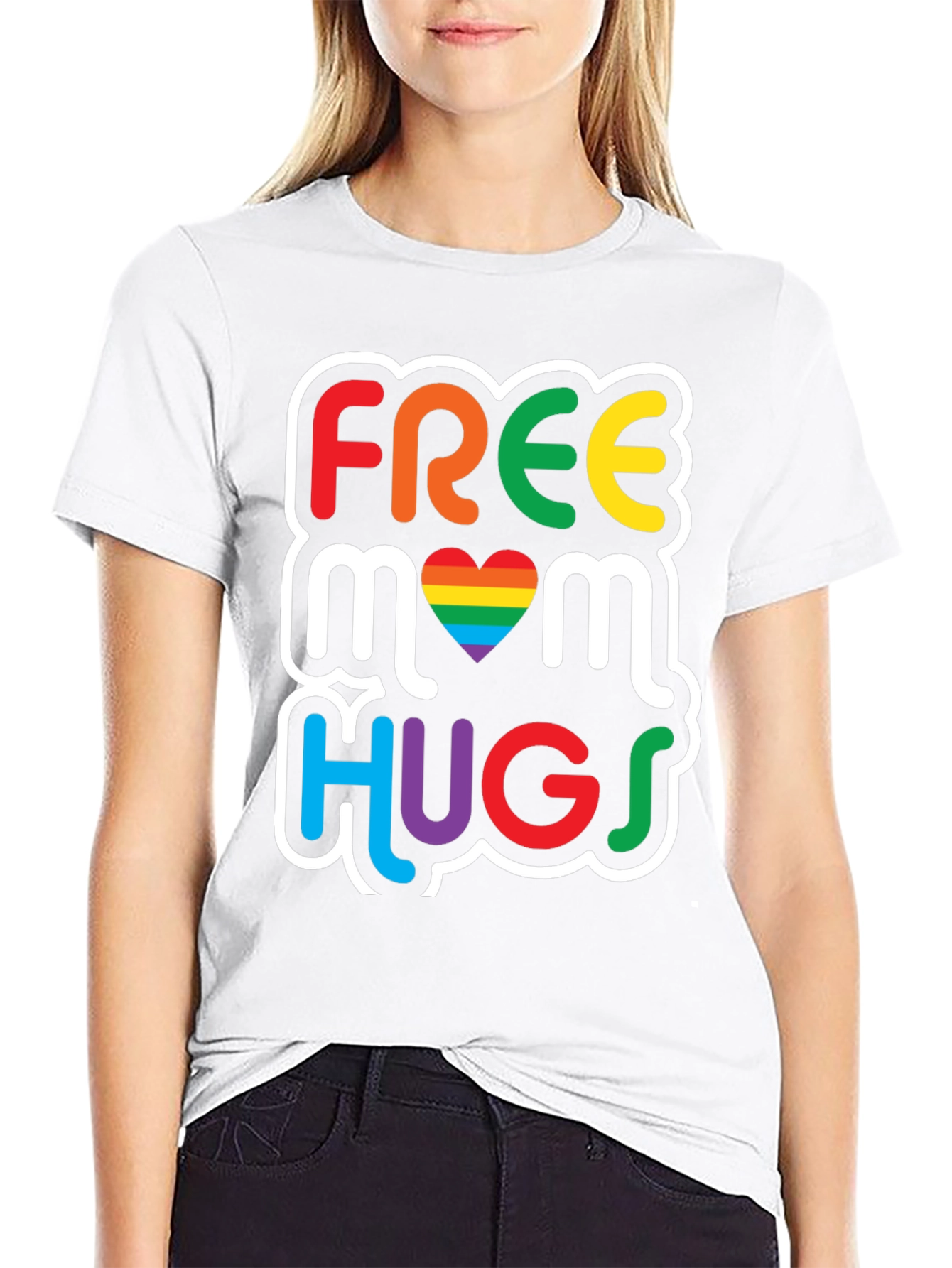 Free Mom Hugs Graphic Tee - Pride Rainbow LGBT