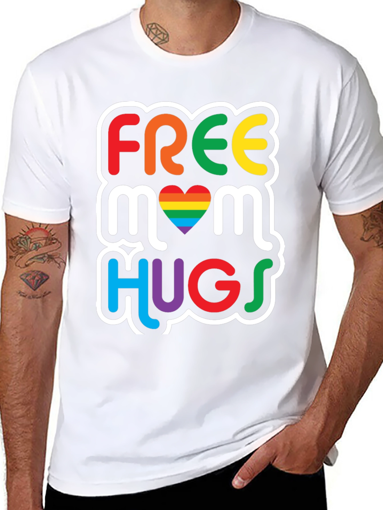 Free Mom Hugs Graphic Tee - Pride Rainbow LGBT