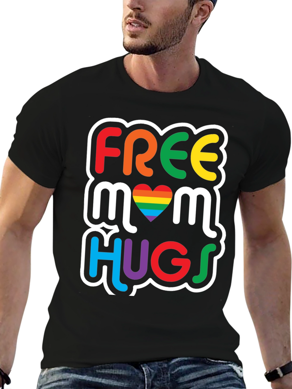 Free Mom Hugs Graphic Tee - Pride Rainbow LGBT