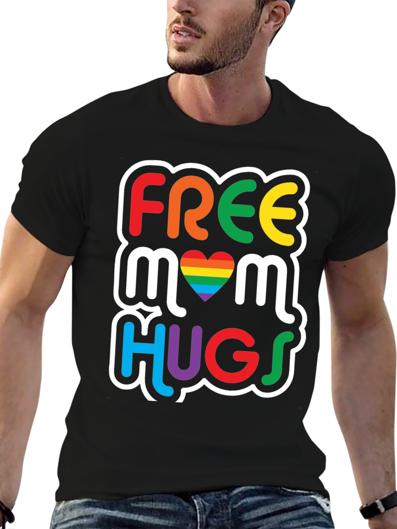 Free Mom Hugs Graphic Tee - Pride Rainbow LGBT