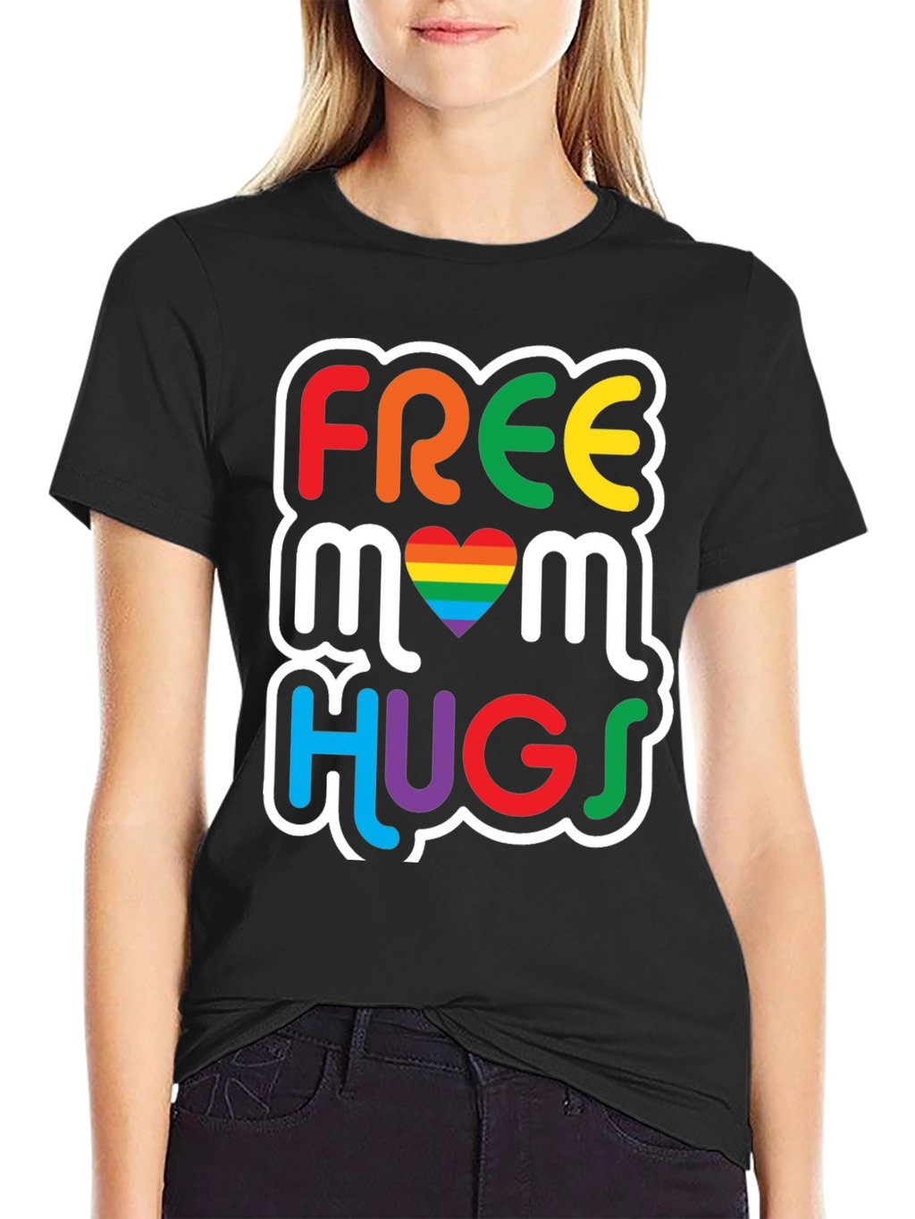 Free Mom Hugs Graphic Tee - Pride Rainbow LGBT