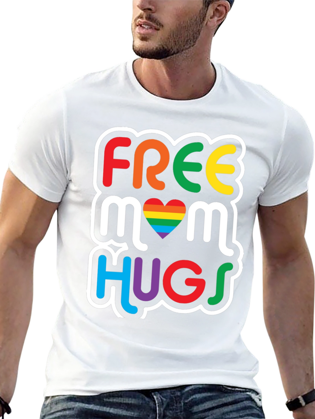 Free Mom Hugs Graphic Tee - Pride Rainbow LGBT