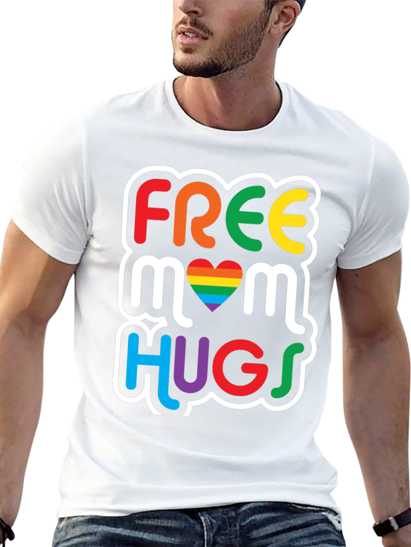 Free Mom Hugs Graphic Tee - Pride Rainbow LGBT