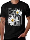 Faith Cross Flower USA Flag Graphic Tee