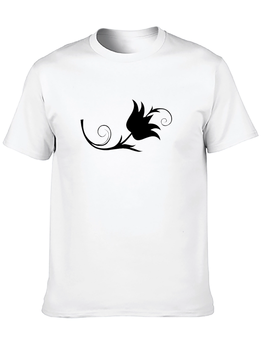 Mens Black T-Shirt with Floral Design