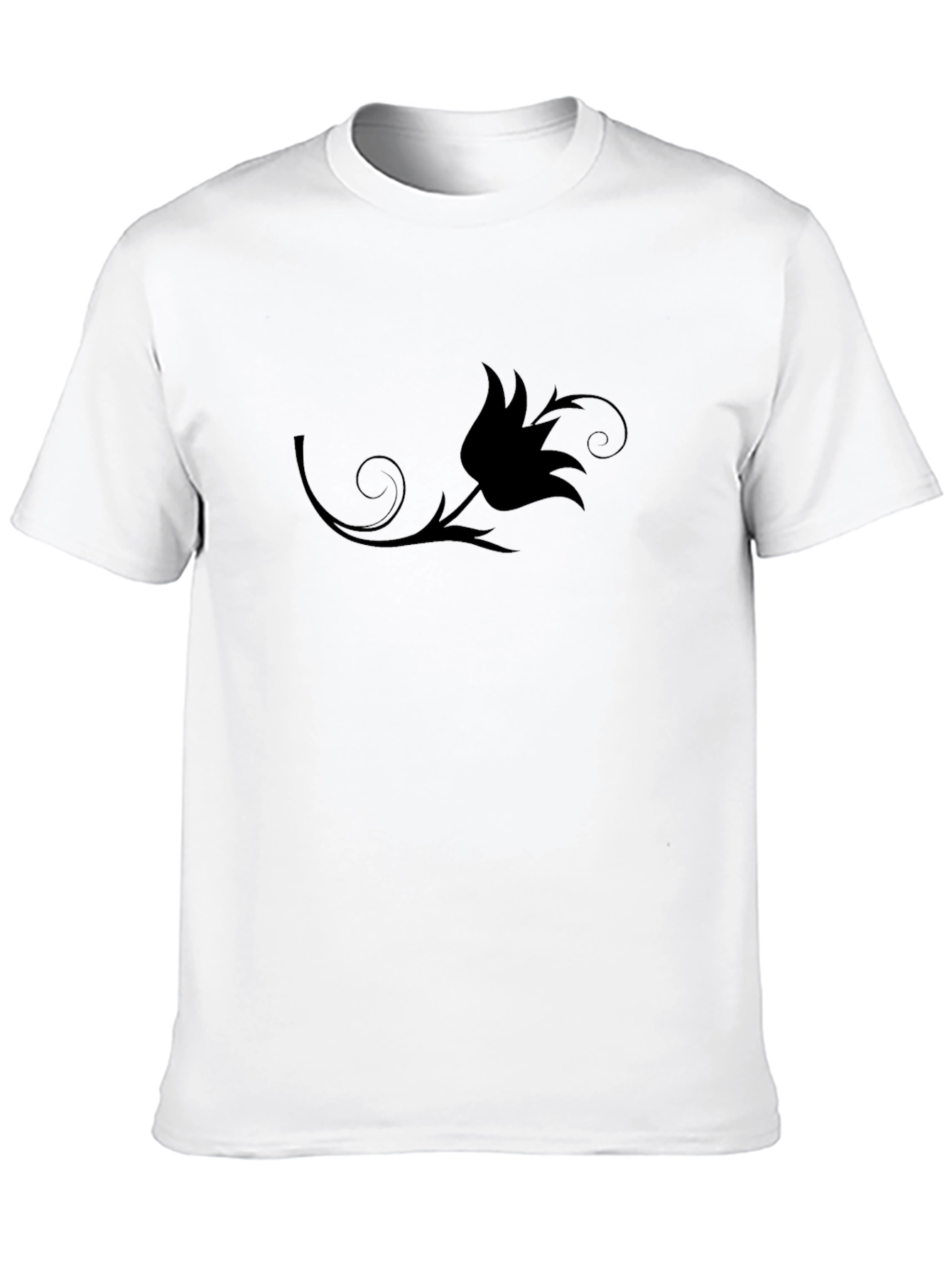 Mens Black T-Shirt with Floral Design