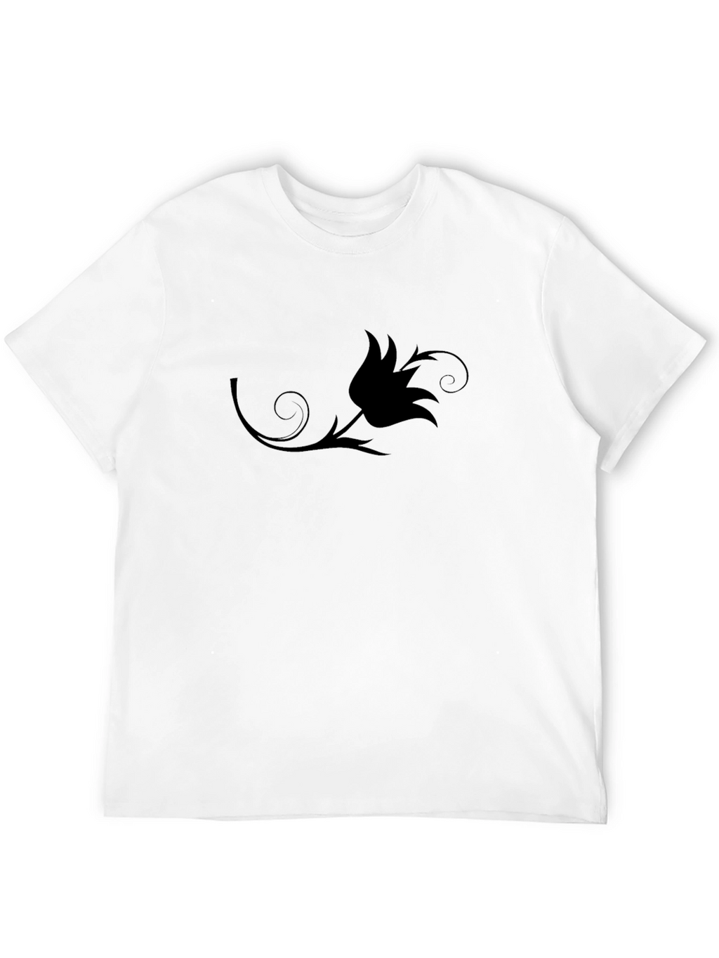 Mens Black T-Shirt with Floral Design