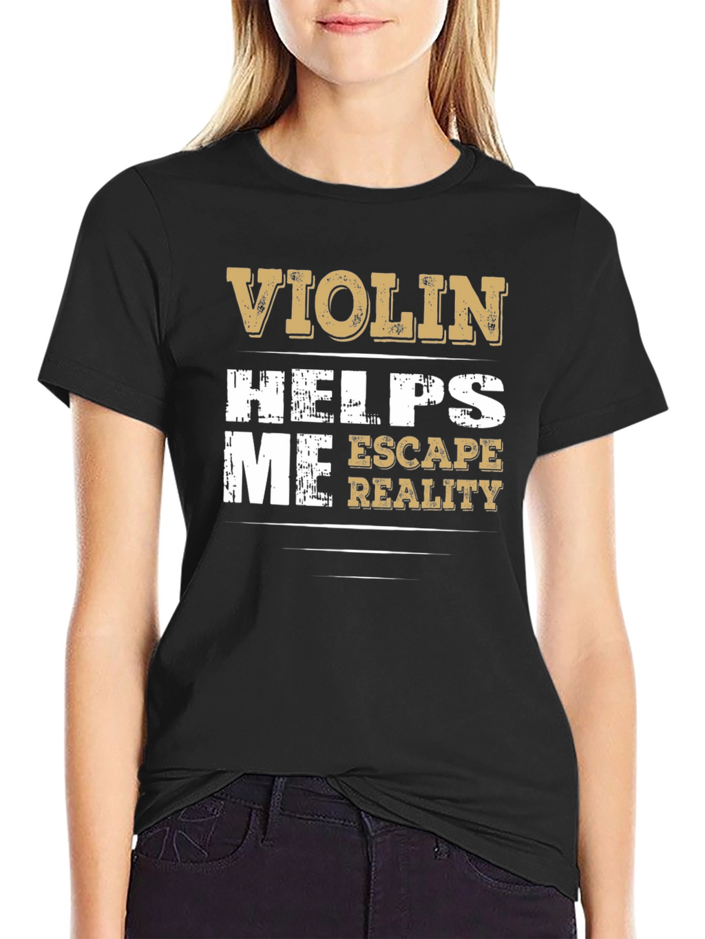 Violin Helps Me Escape Reality Graphic T-Shirt