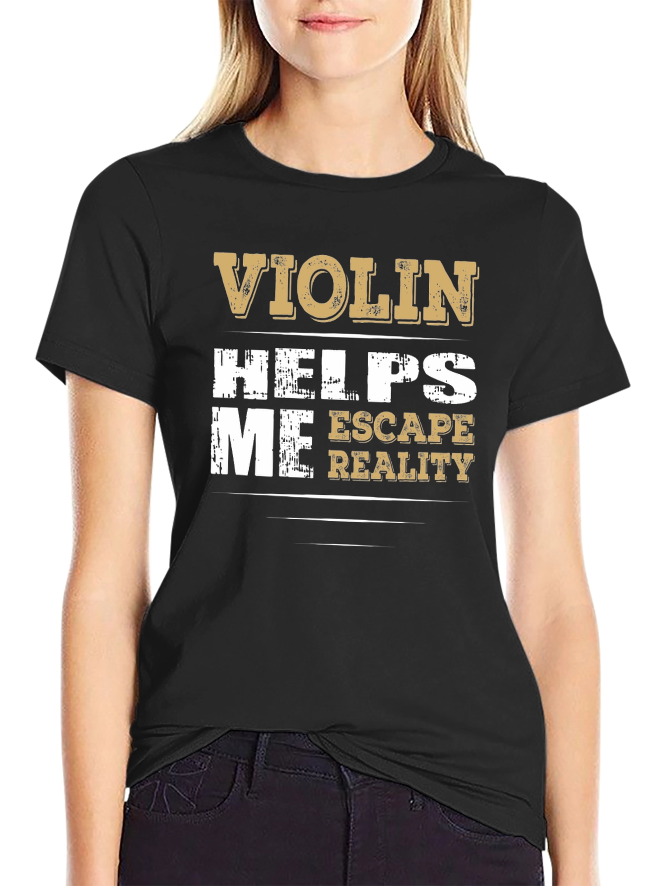 Violin Helps Me Escape Reality Graphic T-Shirt
