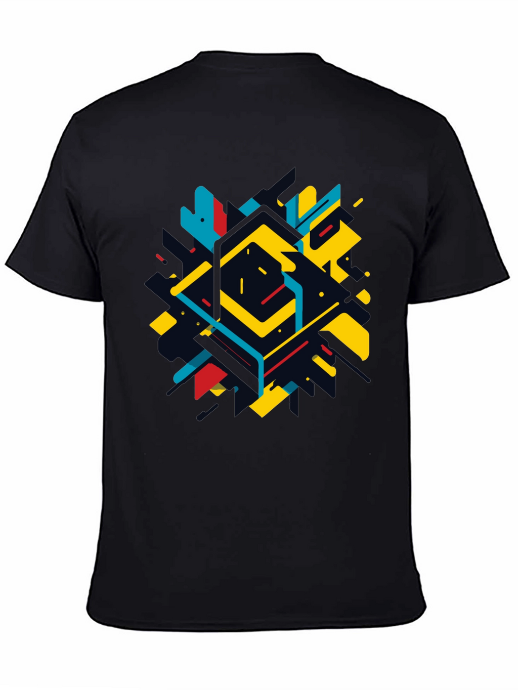 Geometric Abstract Graphic Black T-Shirt