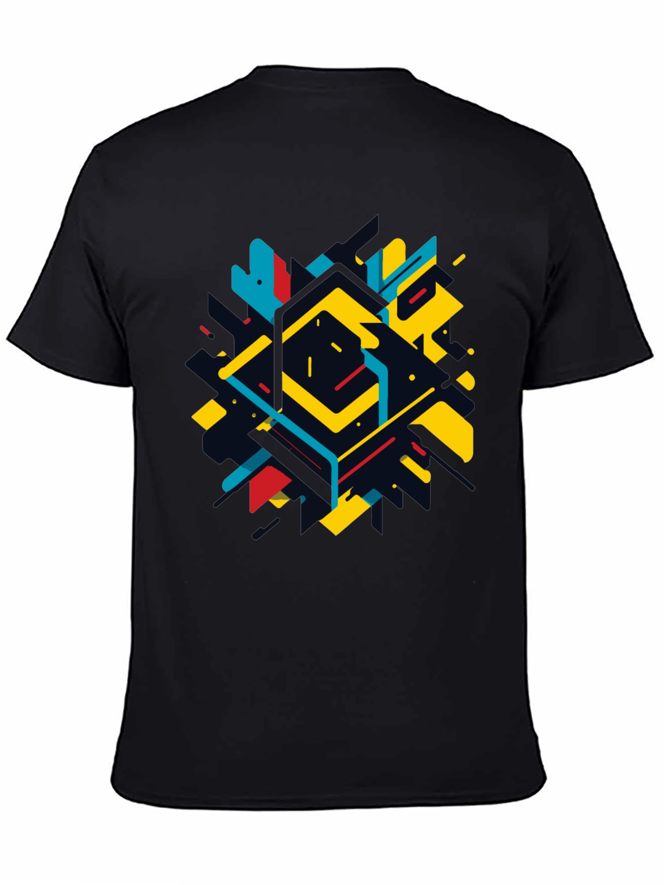 Geometric Abstract Graphic Black T-Shirt