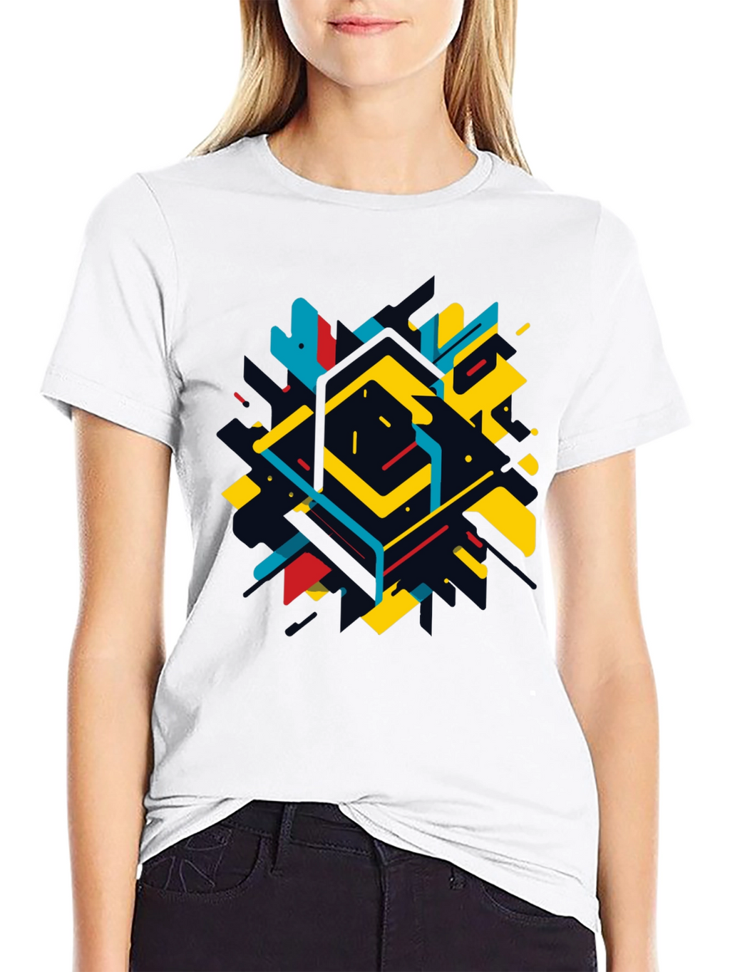 Geometric Abstract Graphic Black T-Shirt