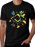 Geometric Abstract Graphic Black T-Shirt