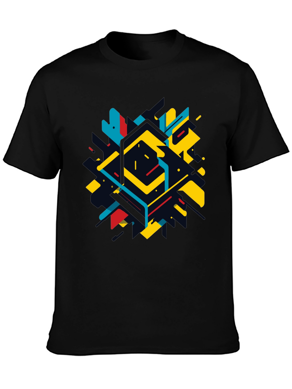 Geometric Abstract Graphic Black T-Shirt