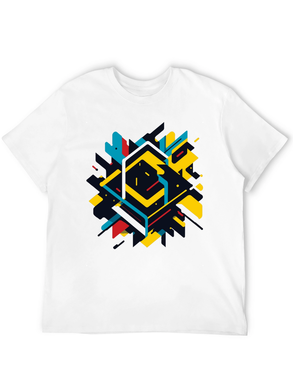 Geometric Abstract Graphic Black T-Shirt