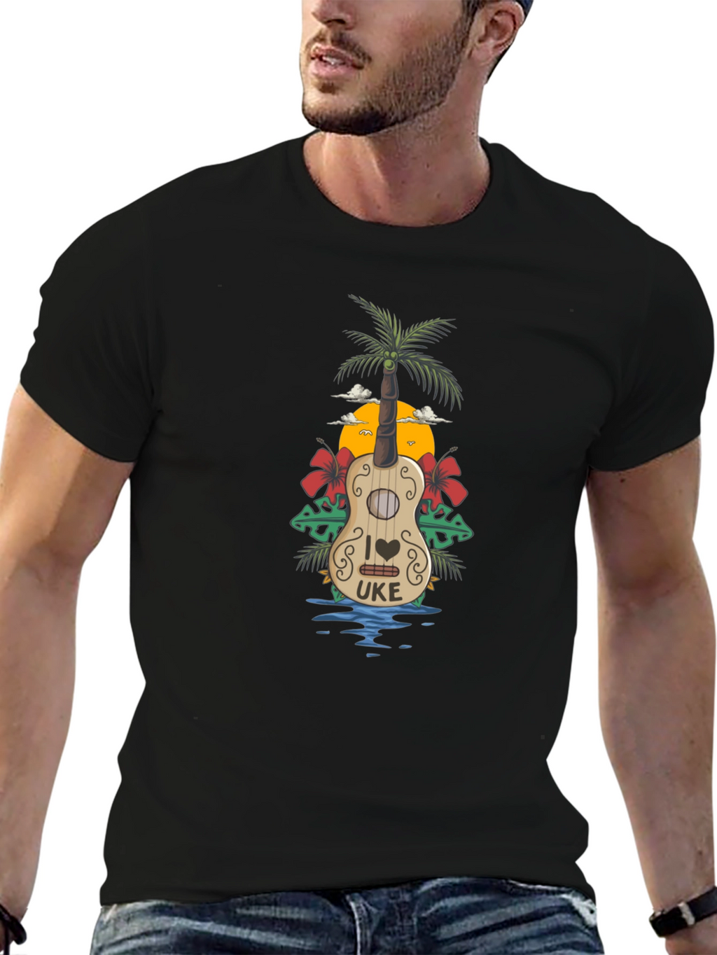 Tropical Ukulele T-Shirt Summer Vibe Tee