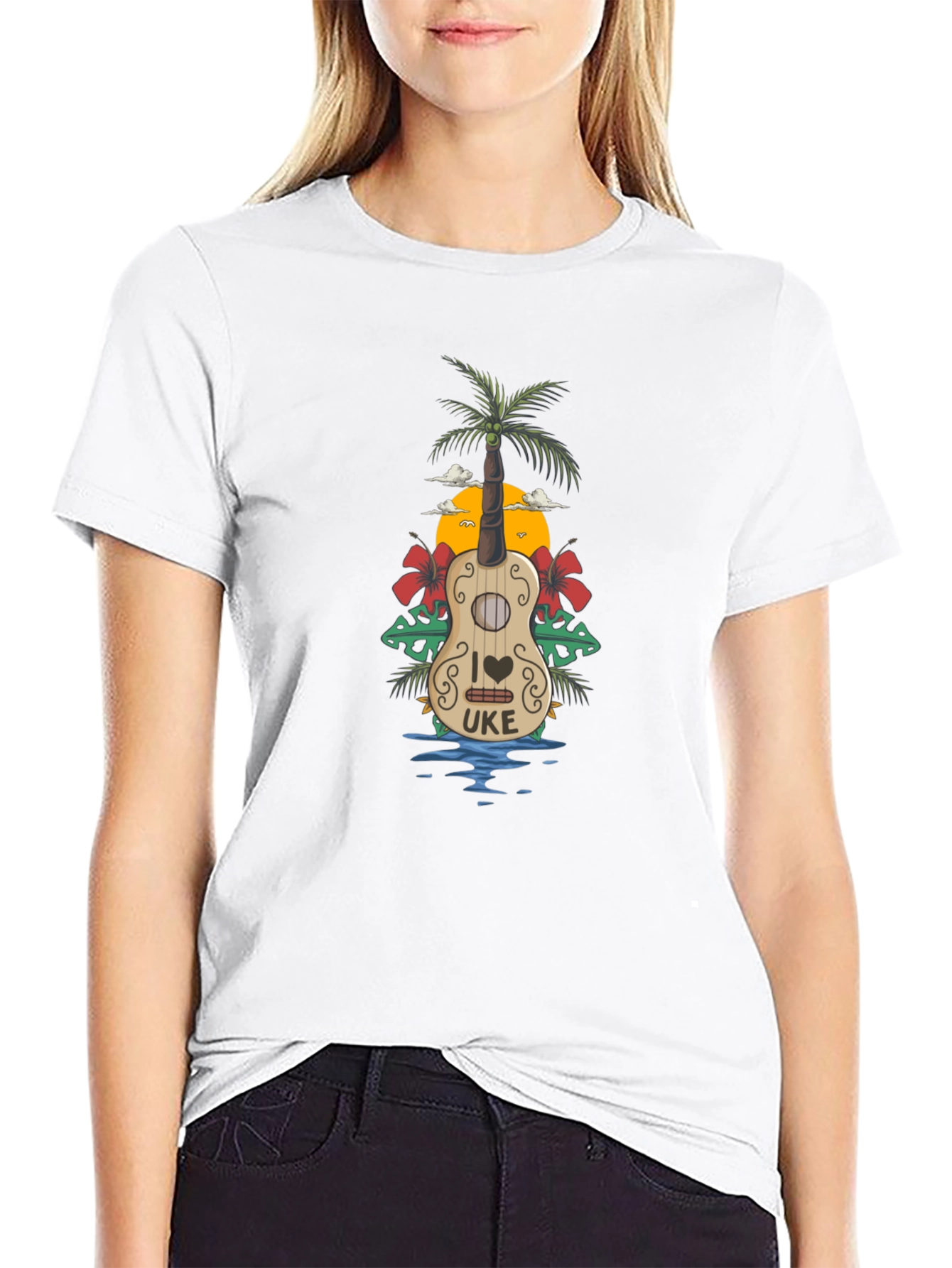 Tropical Ukulele T-Shirt Summer Vibe Tee