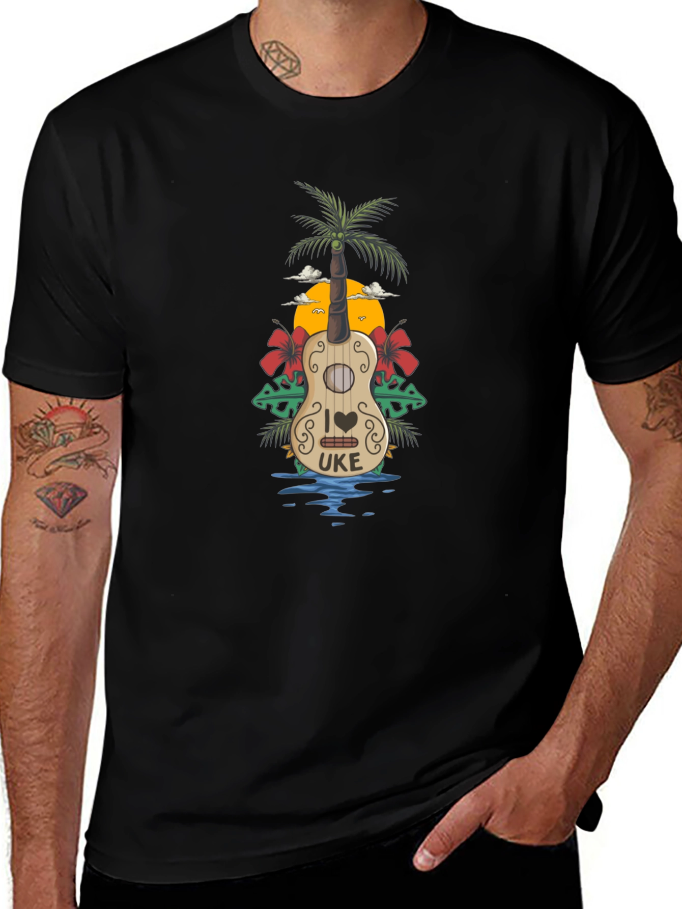 Tropical Ukulele T-Shirt Summer Vibe Tee