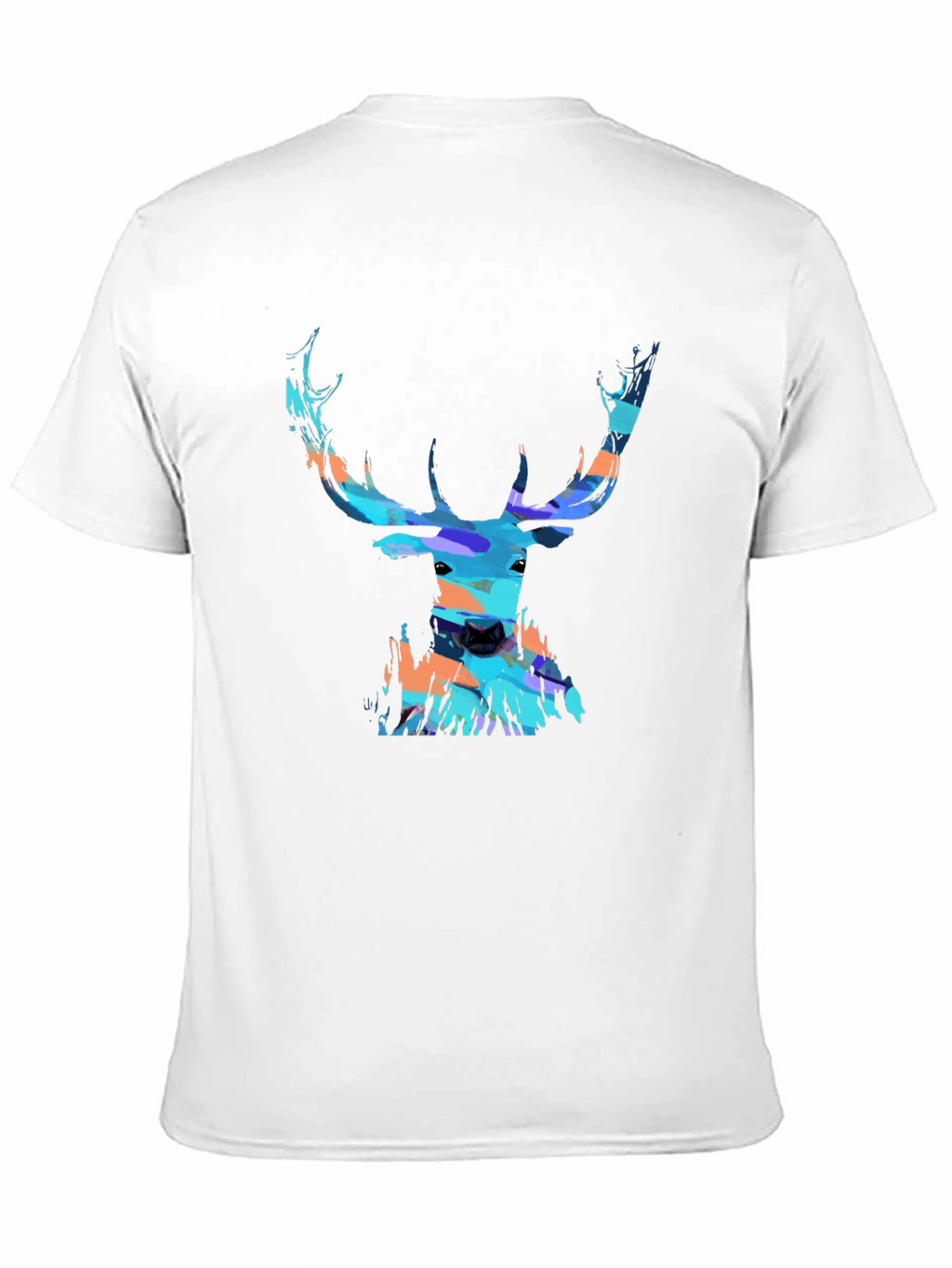 Abstract Deer Head Graphic Print Black T-Shirt