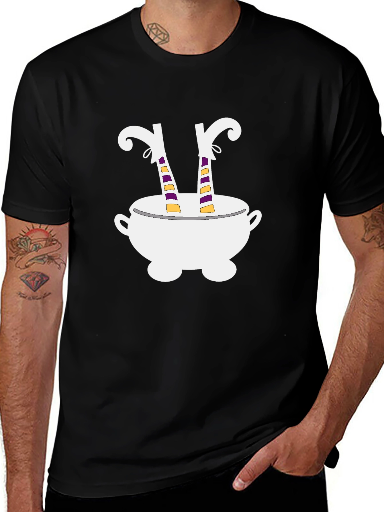 Witch Legs Cauldron T-Shirt Halloween