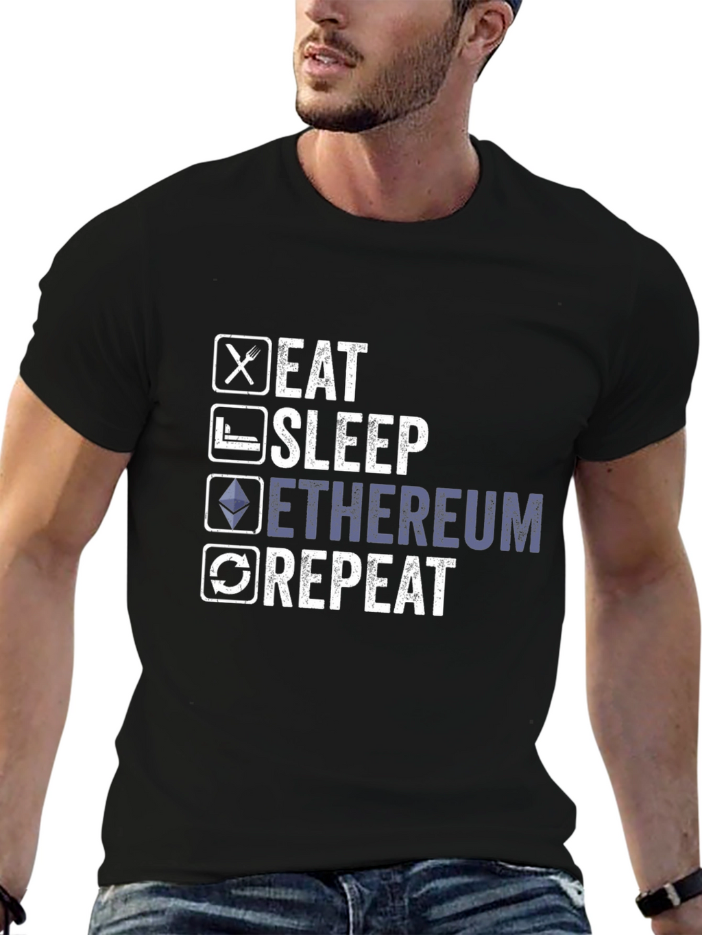 Eat Sleep Ethereum Repeat Graphic Tee