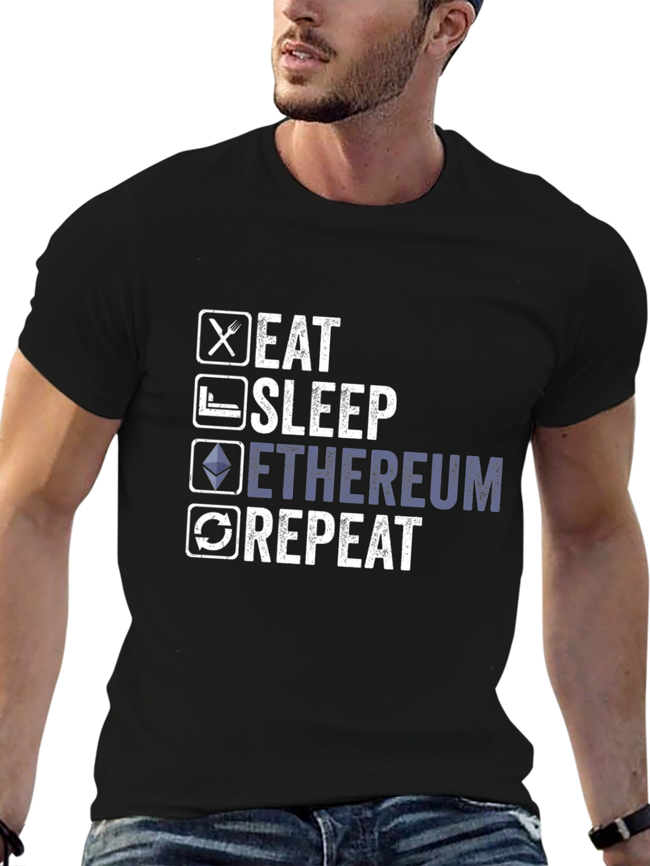 Eat Sleep Ethereum Repeat Graphic Tee